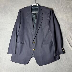 Givenchy Monsieur Mens Navy Blue Two Button Blazer Gold Crest Buttons 46R